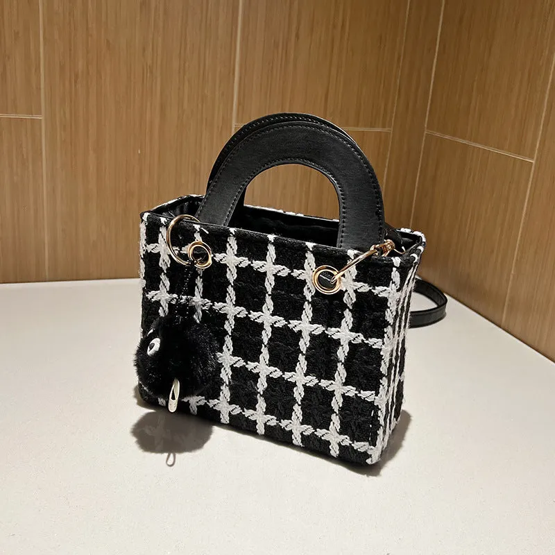 Fashion Woolen Plaid Western Style Texture Crossbody Bags