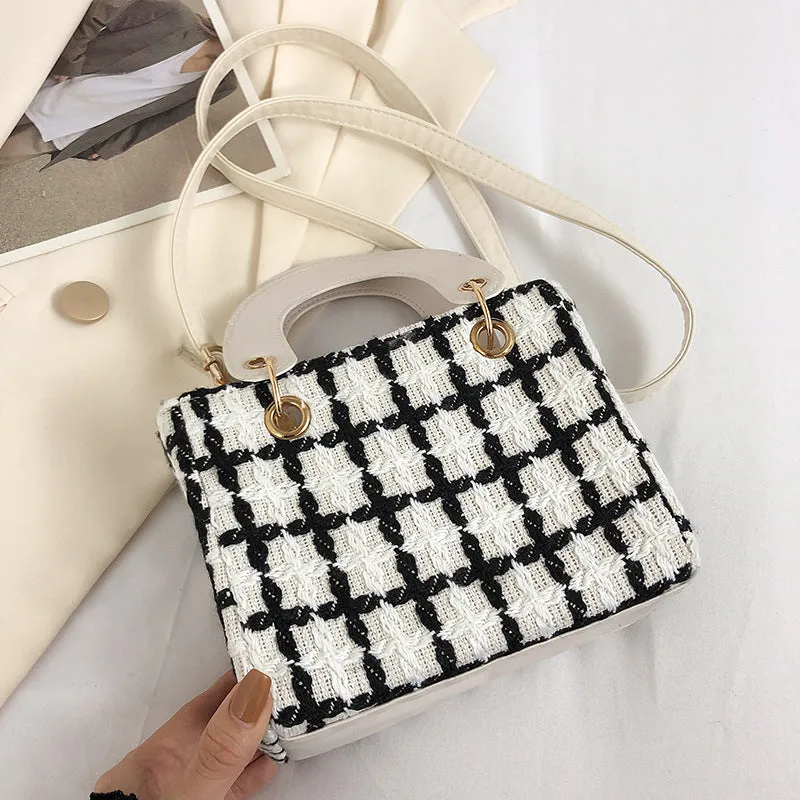 Fashion Woolen Plaid Western Style Texture Crossbody Bags