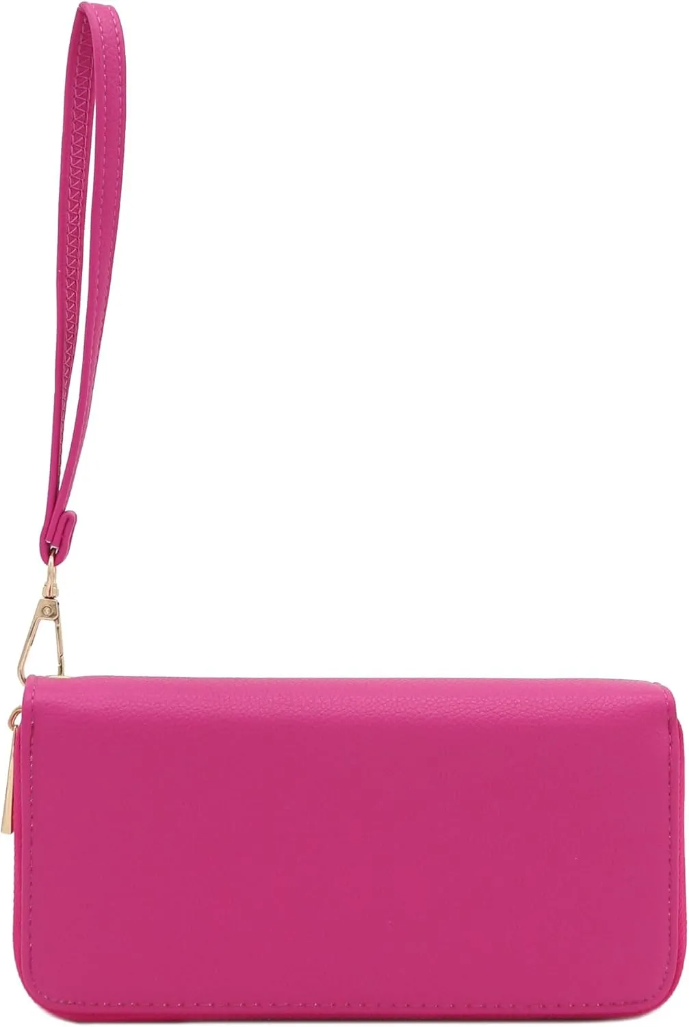FashionPuzzle Double Zip Around PU Leather Wristlet Cell Phone Wallet
