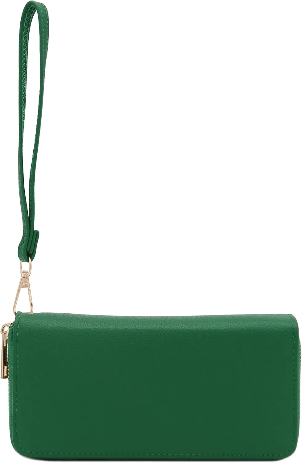 FashionPuzzle Double Zip Around PU Leather Wristlet Cell Phone Wallet