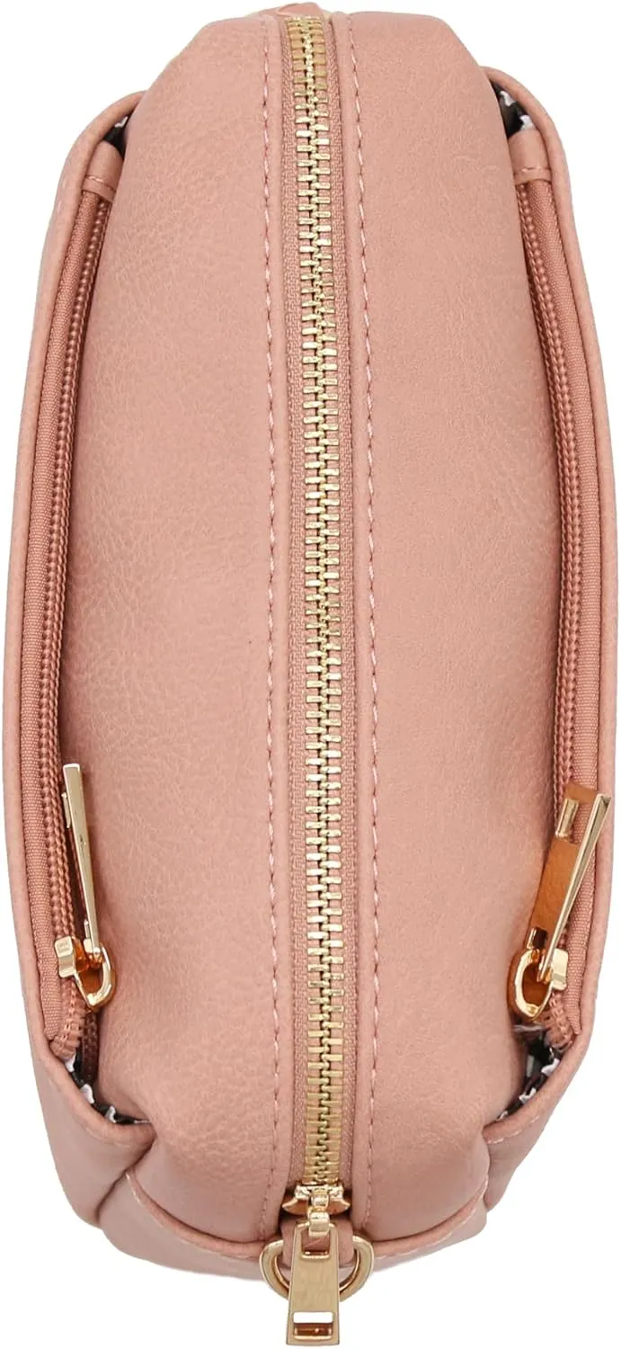 FashionPuzzle Triple Zip Small Crossbody Bag