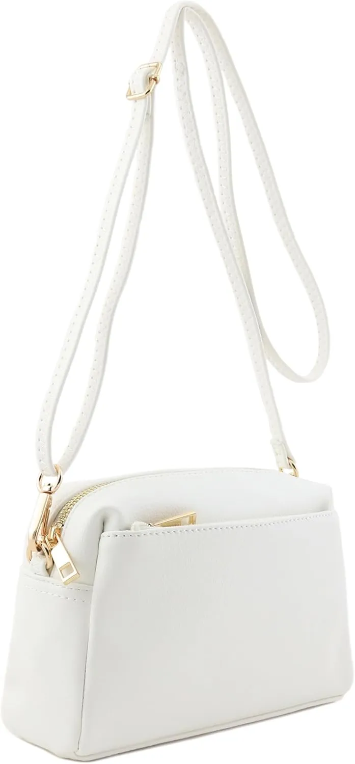 FashionPuzzle Triple Zip Small Crossbody Bag
