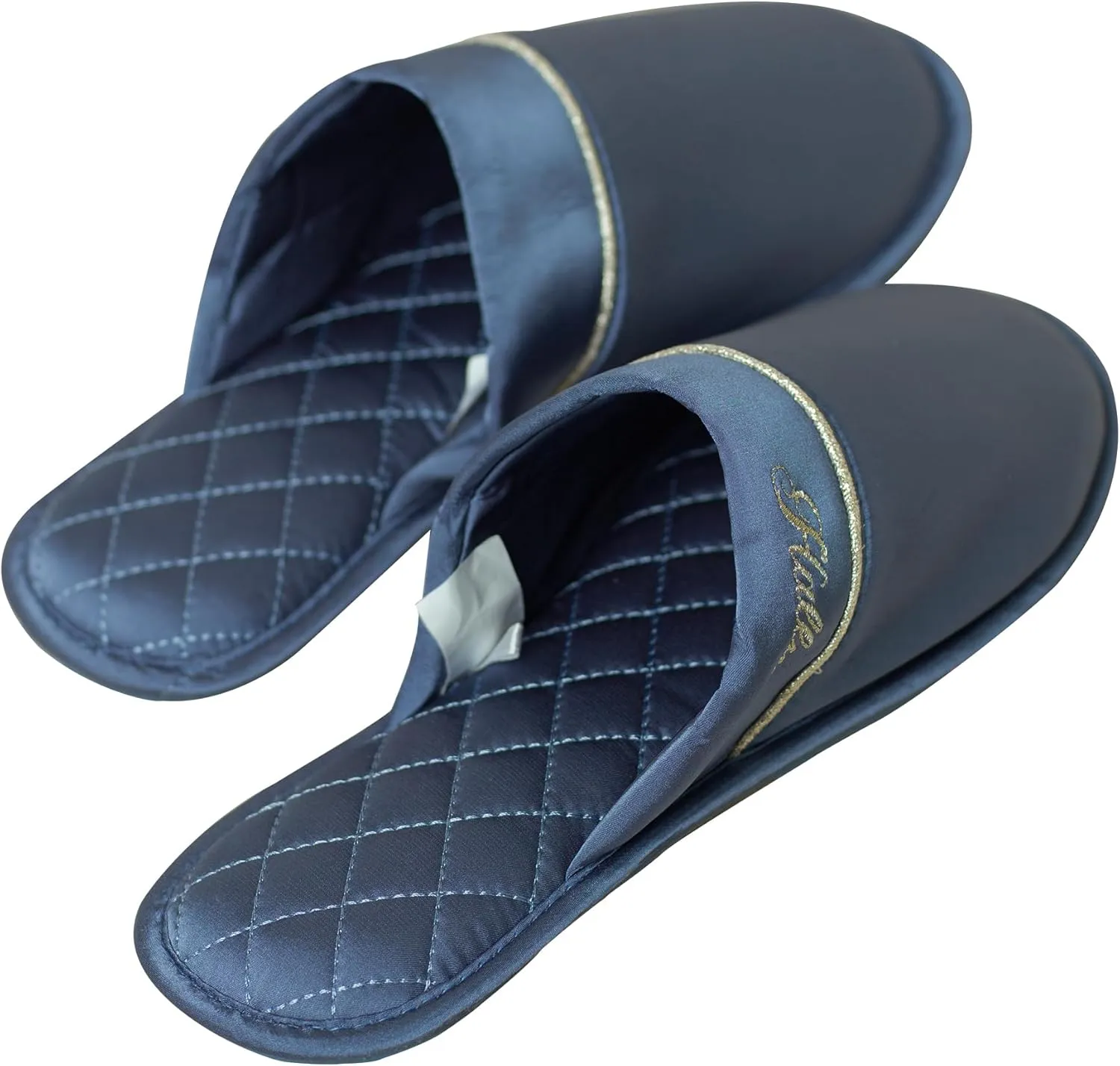 Faux Silk Slippers Soft Lightweight House Slippers Comfy Closed Toe Non-slip Sole Satin Slippers, White