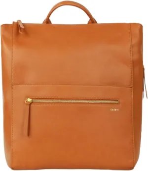 FAWN DESIGN Diaper Bag, Square Faux Leather Diaper Bag Backpack, Adjustable Detachable Straps, 12 Pockets and Laptop Sleeve, Vegan Leather, Large Capacity Baby Bag for Mom, 15 x 12 x 8 inches, Brown
