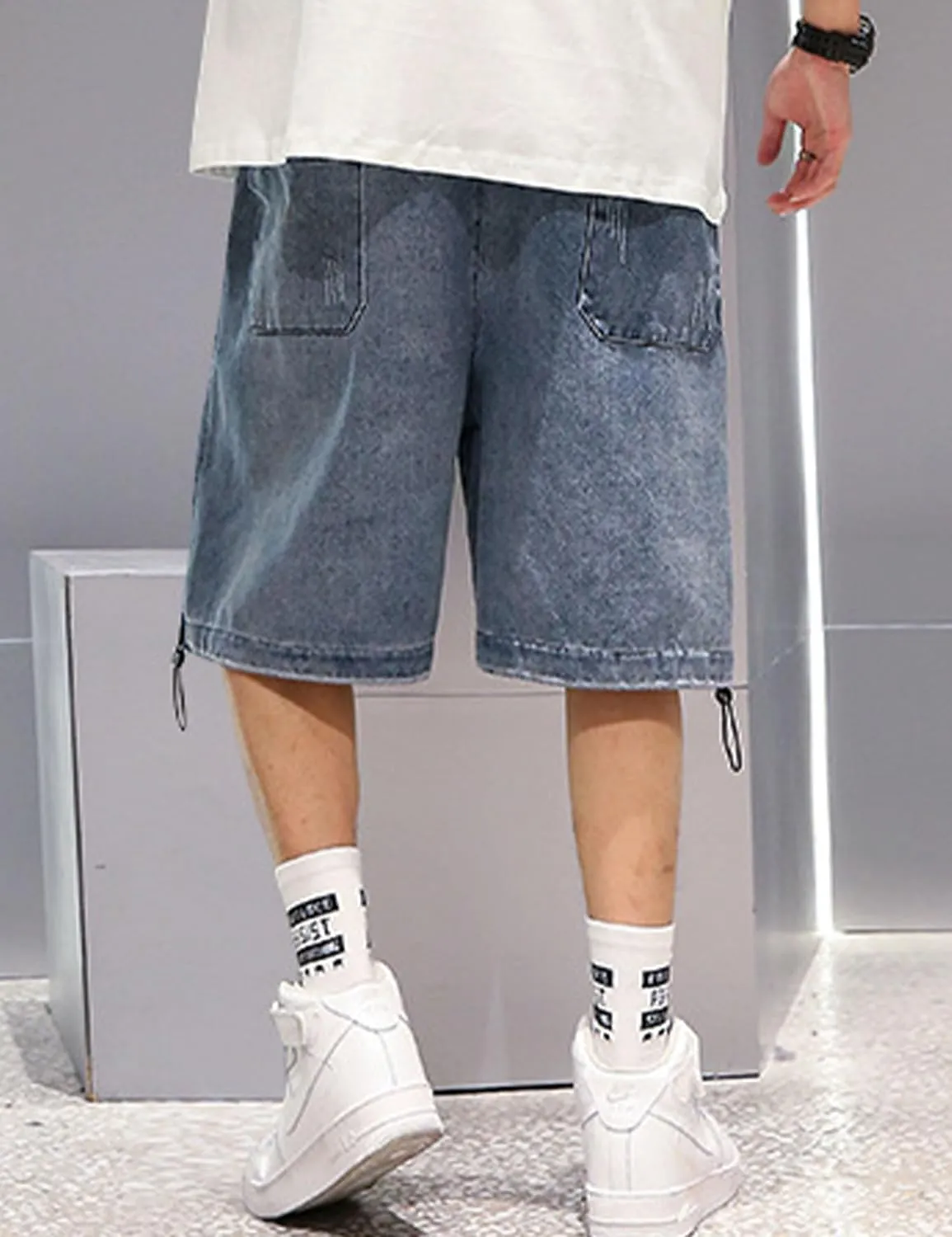 FCOOLYEET Mens Y2k Baggy Shorts Jorts Grunge Ripped Demin Shorts Loose Fit Aesthetic Jeans Shorts