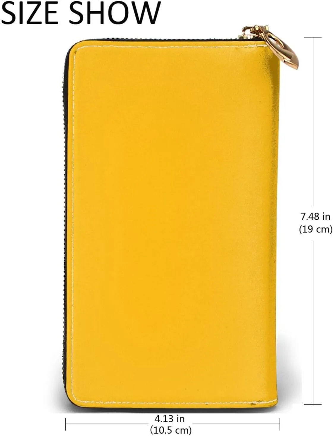 FEMOS Stylish Long Wallet,Leather Zip Wallet Coin Purse Clutch Bag,Large Capacity Credit Card Organizer Bag/Amber Yellow/Long Purse For Women And Men, 10690