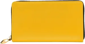 FEMOS Stylish Long Wallet,Leather Zip Wallet Coin Purse Clutch Bag,Large Capacity Credit Card Organizer Bag/Amber Yellow/Long Purse For Women And Men, 10690