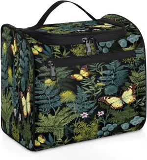Fern Leaf Leaves Travel Toiletry Bag for Women Large Capacity Wide-open Makeup Organizer Cosmetic Travel Bags for Toiletries