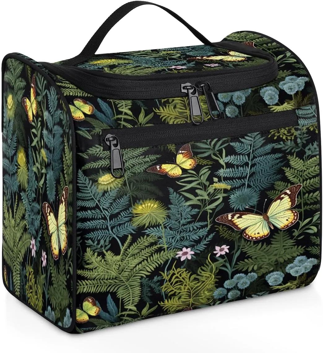 Fern Leaf Leaves Travel Toiletry Bag for Women Large Capacity Wide-open Makeup Organizer Cosmetic Travel Bags for Toiletries