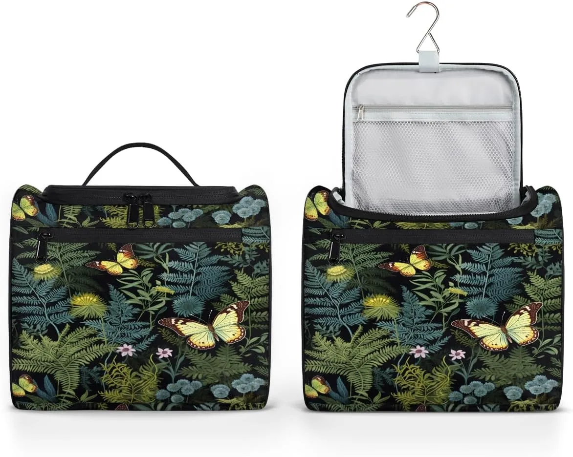 Fern Leaf Leaves Travel Toiletry Bag for Women Large Capacity Wide-open Makeup Organizer Cosmetic Travel Bags for Toiletries