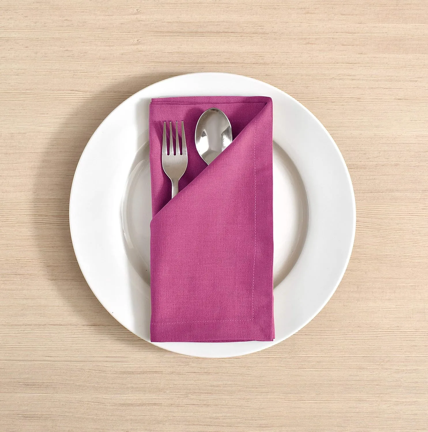 Fingercraft Dinner Cloth Napkins, Cotton Linen Blend Fabric 12 Pack Easter Special, Premium Quality, Mitered Corners for Every Day Use Napkins are Pre Shrunk and Good Absorbency Magenta