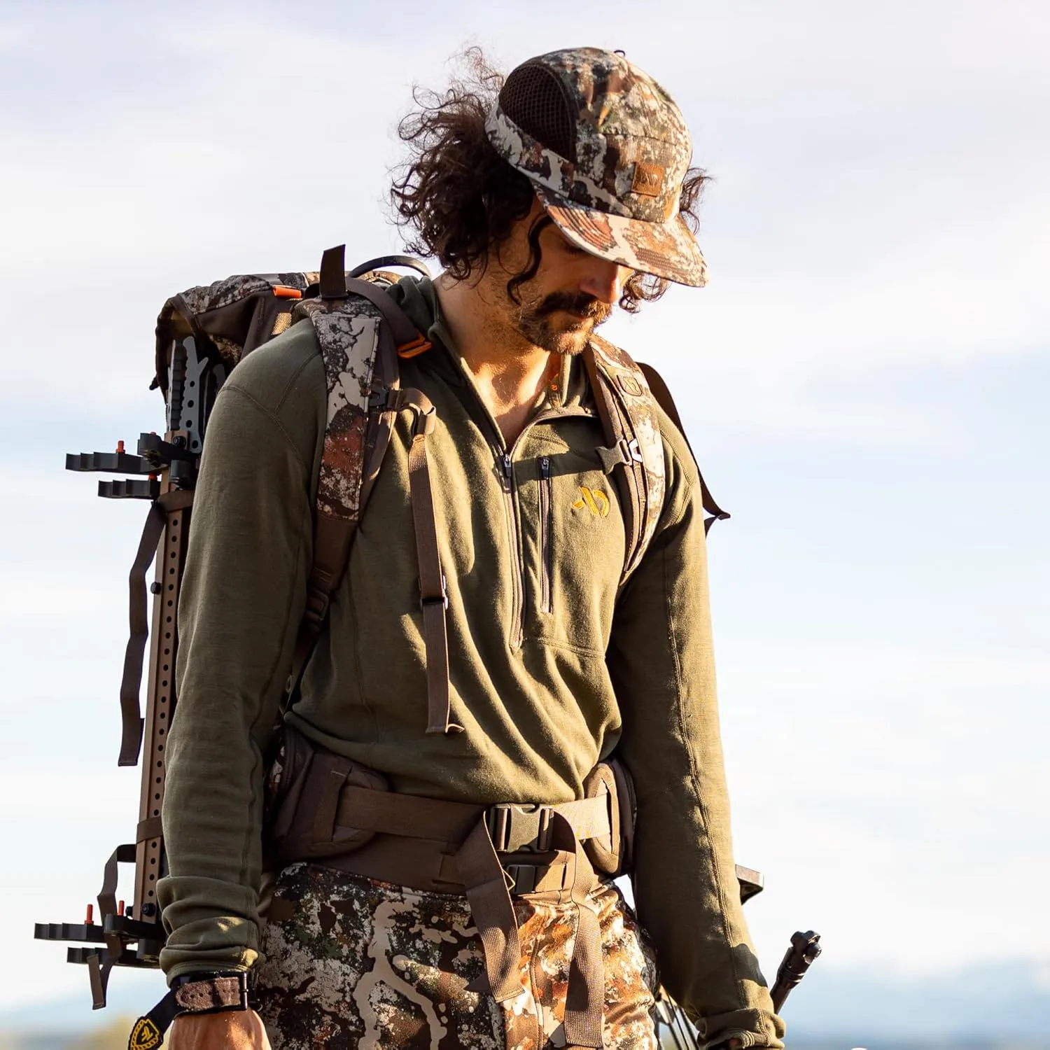 First Lite Trace Tech Cap - Lightweight Packable Camo Mesh Hunting Hat