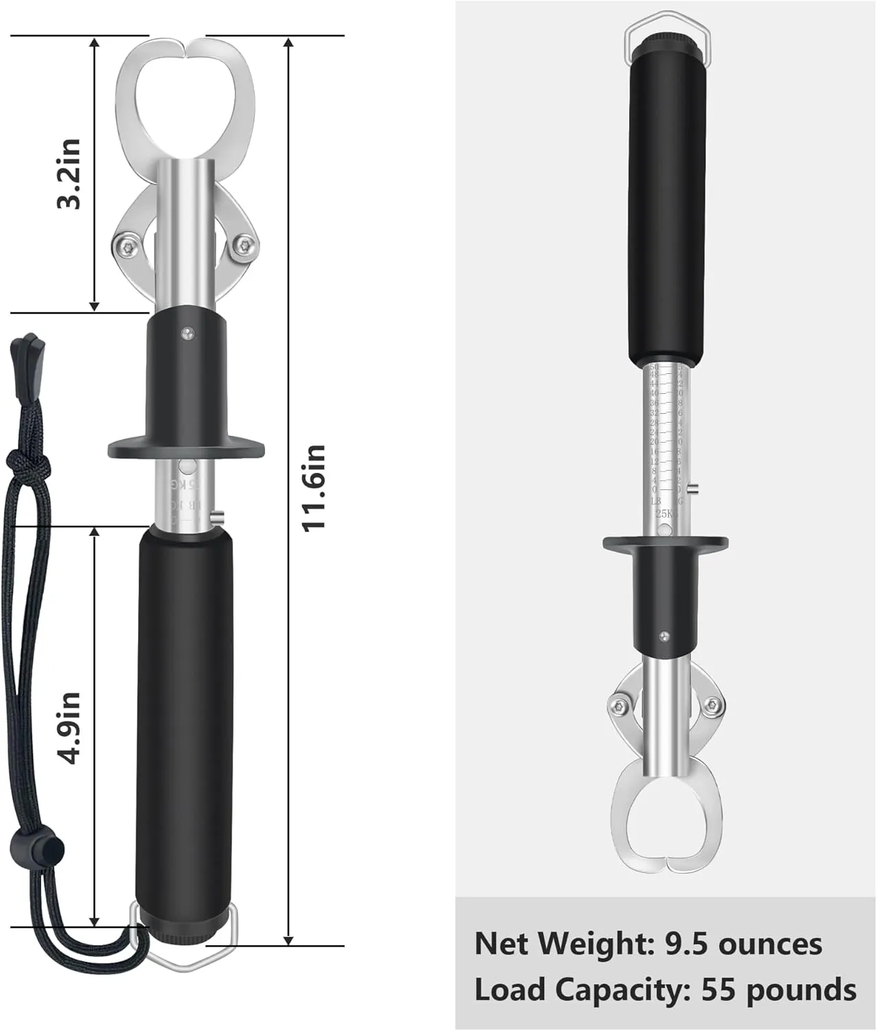 Fishing Net with Extending Telescoping Pole Handle, Durable Silicone Mesh Landing Net for Safe Fish Catching or Releasing