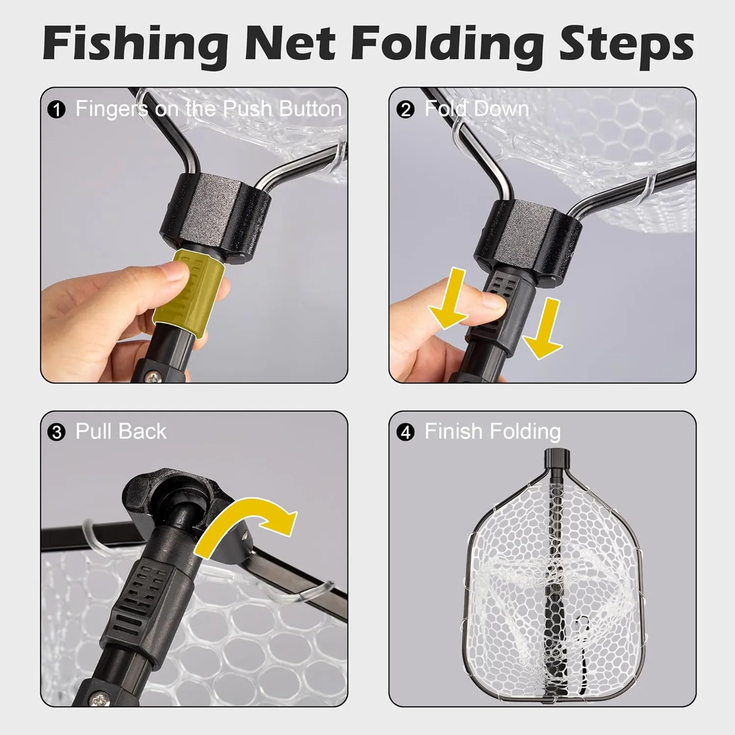 Fishing Net with Extending Telescoping Pole Handle, Durable Silicone Mesh Landing Net for Safe Fish Catching or Releasing