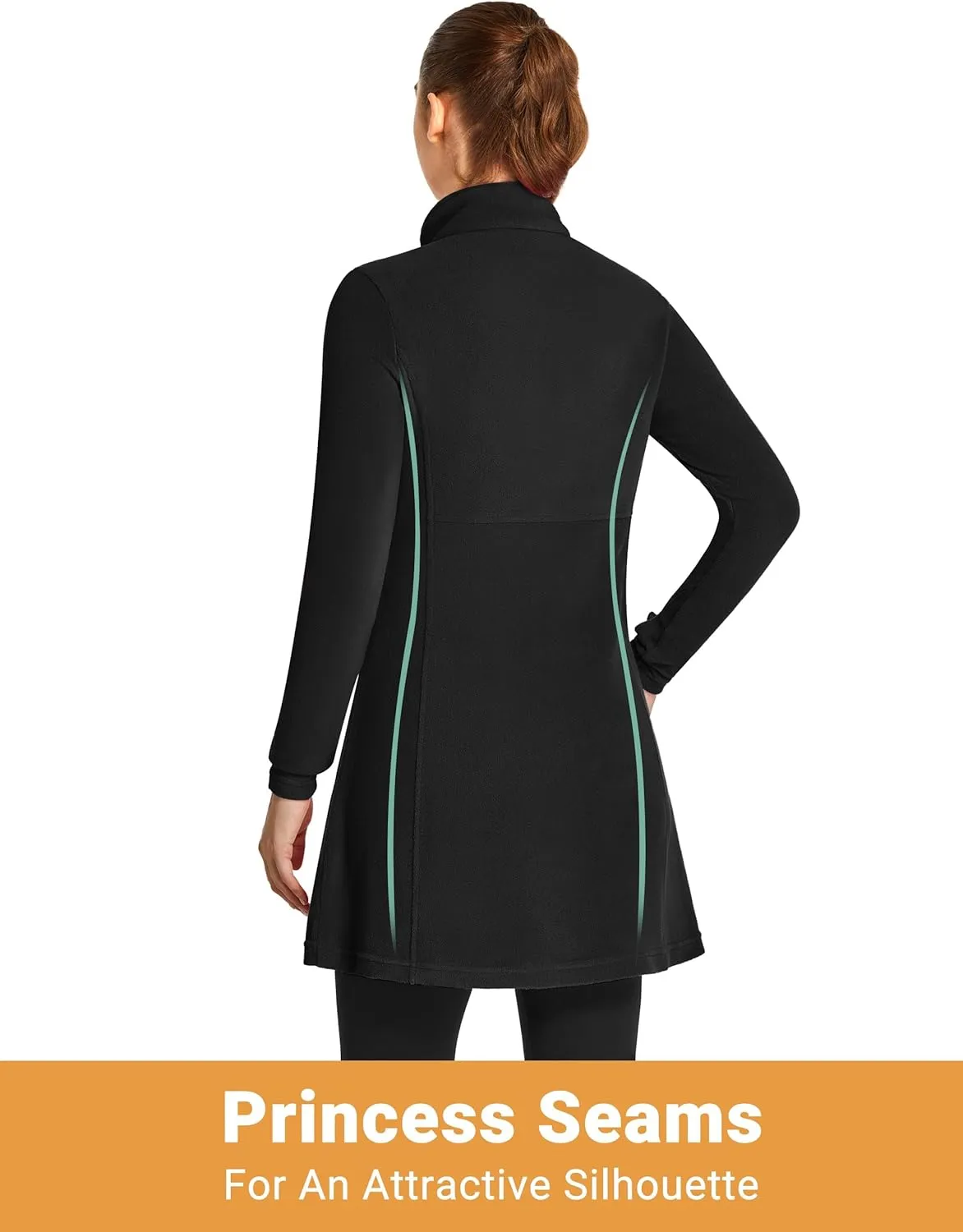FitsT4 Sports Women's Fleece Dress Tunic Long Sweatshirts Dress Button up Pullover with Zipper Pockets Winter Outfits