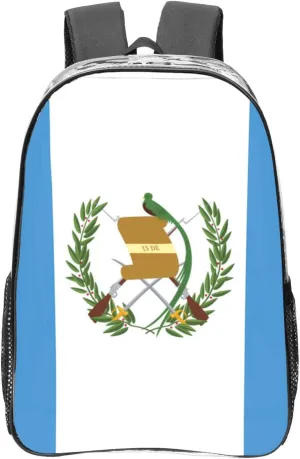 Flag Of Guatemala Transparent Backpack-16-Inch Pvc Clear Backpack With Side Pockets,Black