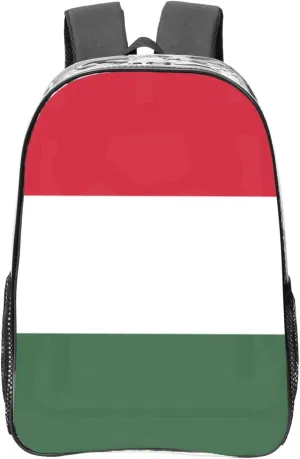Flag Of Hungary Transparent Backpack-16-Inch Pvc Clear Backpack With Side Pockets,Black
