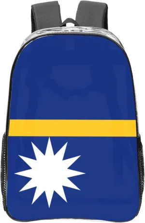 Flag Of Nauru Transparent Backpack-16-Inch Pvc Clear Backpack With Side Pockets,Black