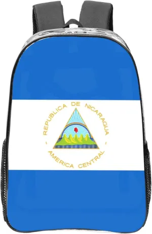 Flag Of Nicaragua Transparent Backpack-16-Inch Pvc Clear Backpack With Side Pockets,Black