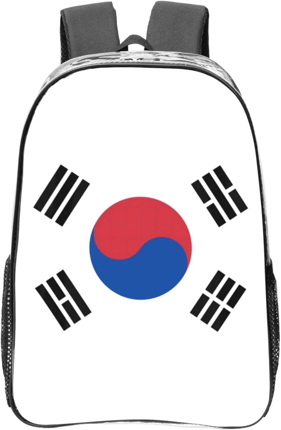 Flag Of Republic Of Korea Transparent Backpack-16-Inch Pvc Clear Backpack With Side Pockets,Black