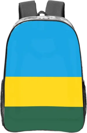 Flag Of Rwanda Transparent Backpack-16-Inch Pvc Clear Backpack With Side Pockets,Black