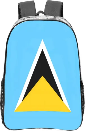 Flag Of Saint Lucia Transparent Backpack-16-Inch Pvc Clear Backpack With Side Pockets,Black