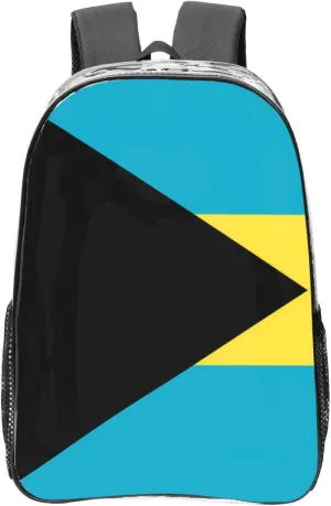 Flag Of The Bahamas Transparent Backpack-16-Inch Pvc Clear Backpack With Side Pockets,Black