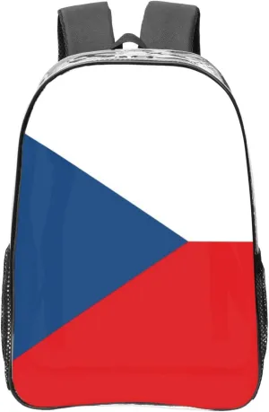 Flag Of The Czech Republic Transparent Backpack-16-Inch Pvc Clear Backpack With Side Pockets,Black