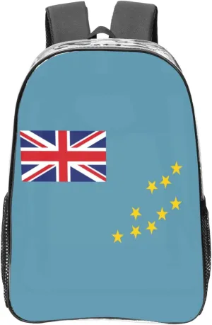 Flag Of Tuvalu Transparent Backpack-16-Inch Pvc Clear Backpack With Side Pockets,Black
