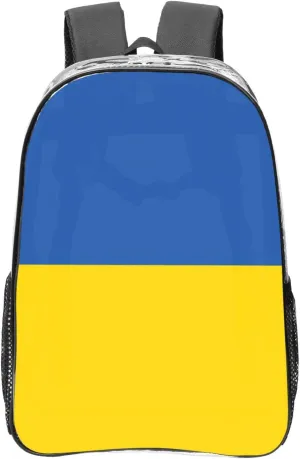 Flag Of Ukraine Transparent Backpack-16-Inch Pvc Clear Backpack With Side Pockets,Black