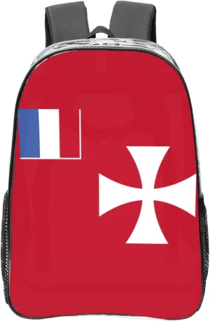 Flag Of Wallis And Futuna Islands Transparent Backpack-16-Inch Pvc Clear Backpack With Side Pockets,Black
