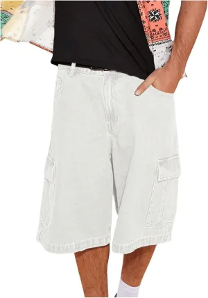 Floerns Men's Loose Hip Hop Baggy Jorts Flap Pocket Side Denim Shorts Jeans with Cargo Pockets