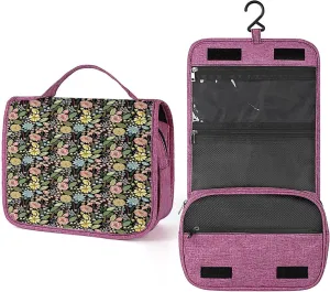 Flower Theme,Toiletry Bag for Women,Vintage Design Summer Flourishes Petals,Water-resistant Hanging Bathroom Travel Makeup Organizer,Cosmetic Case Traveling for Full Accessories,Multicolor