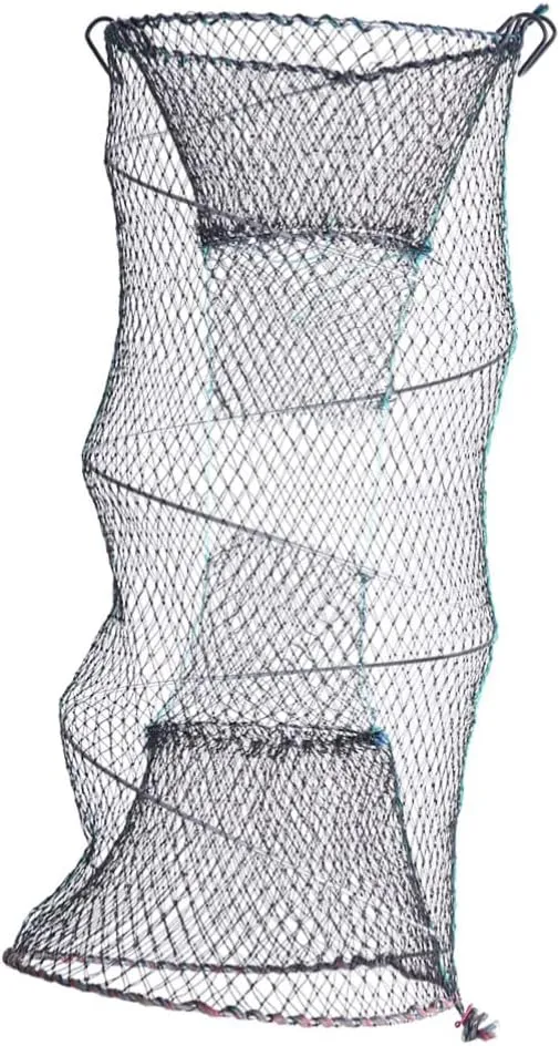 Foldable Fishing Landing Net Portable Zinc Plated Mesh Trap for Catching Crab Lobster Shrimp Minnow Crayfish Suitable for Freshwater Saltwater Use