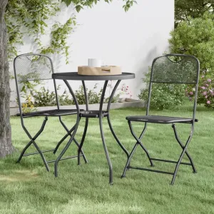 Folding Patio Chairs 2 pcs with Expanded Metal Mesh Design, Durable and Portable, Anthracite