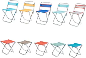 Folding Stool for Camping Collapsible Chair Portable Mesh Seat for Outdoor Use Random Color