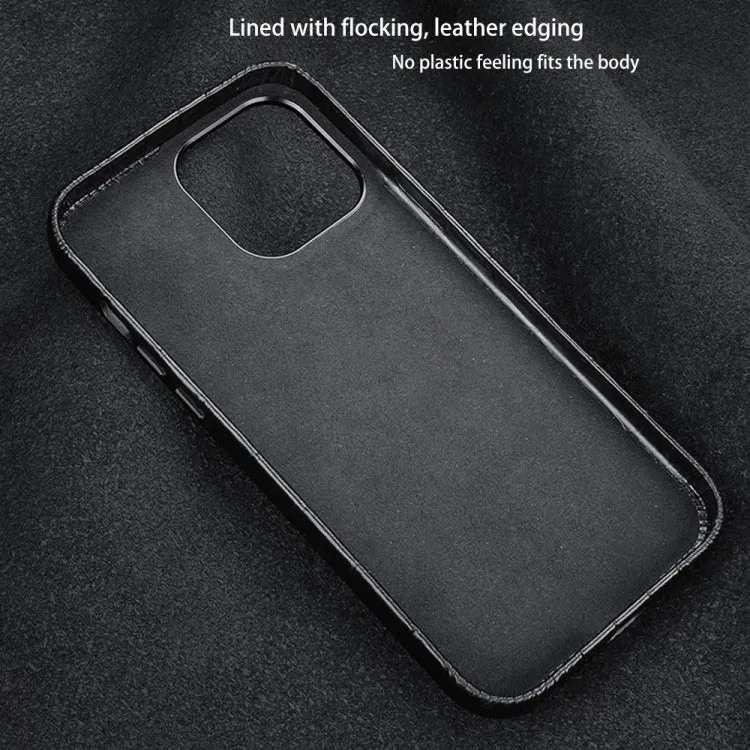 For iPhone 12 Crocodile Texture Top Layer Cowhide Leather Back Cover Shockproof Case