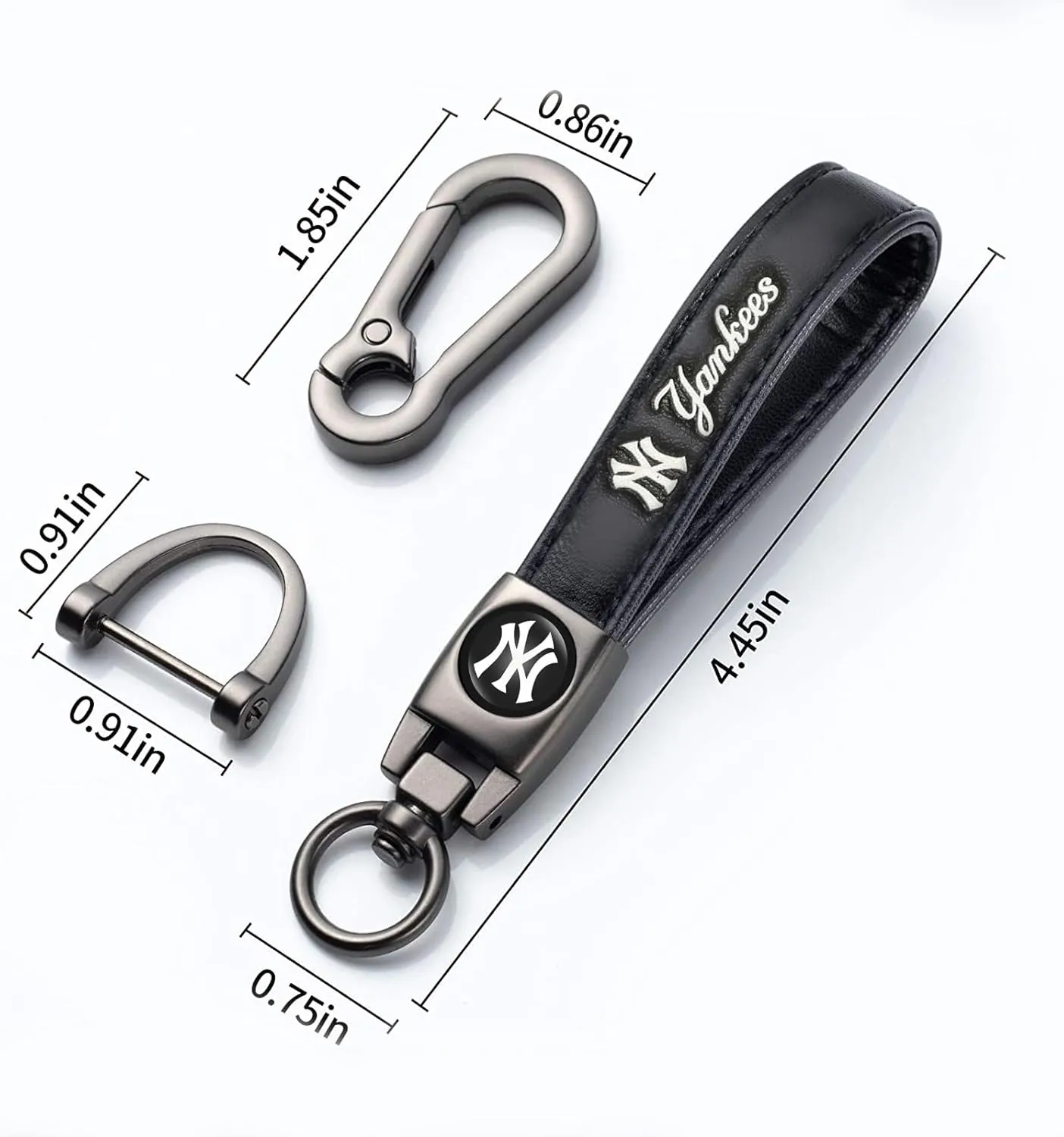 for New York Yankees Baseball Fans Car Keychain with Tire Valve Caps, Car Keyring and Valve Stem Caps Compatible with Key Fob Holder, Delicate Gifts for Men Women, NY Yankees