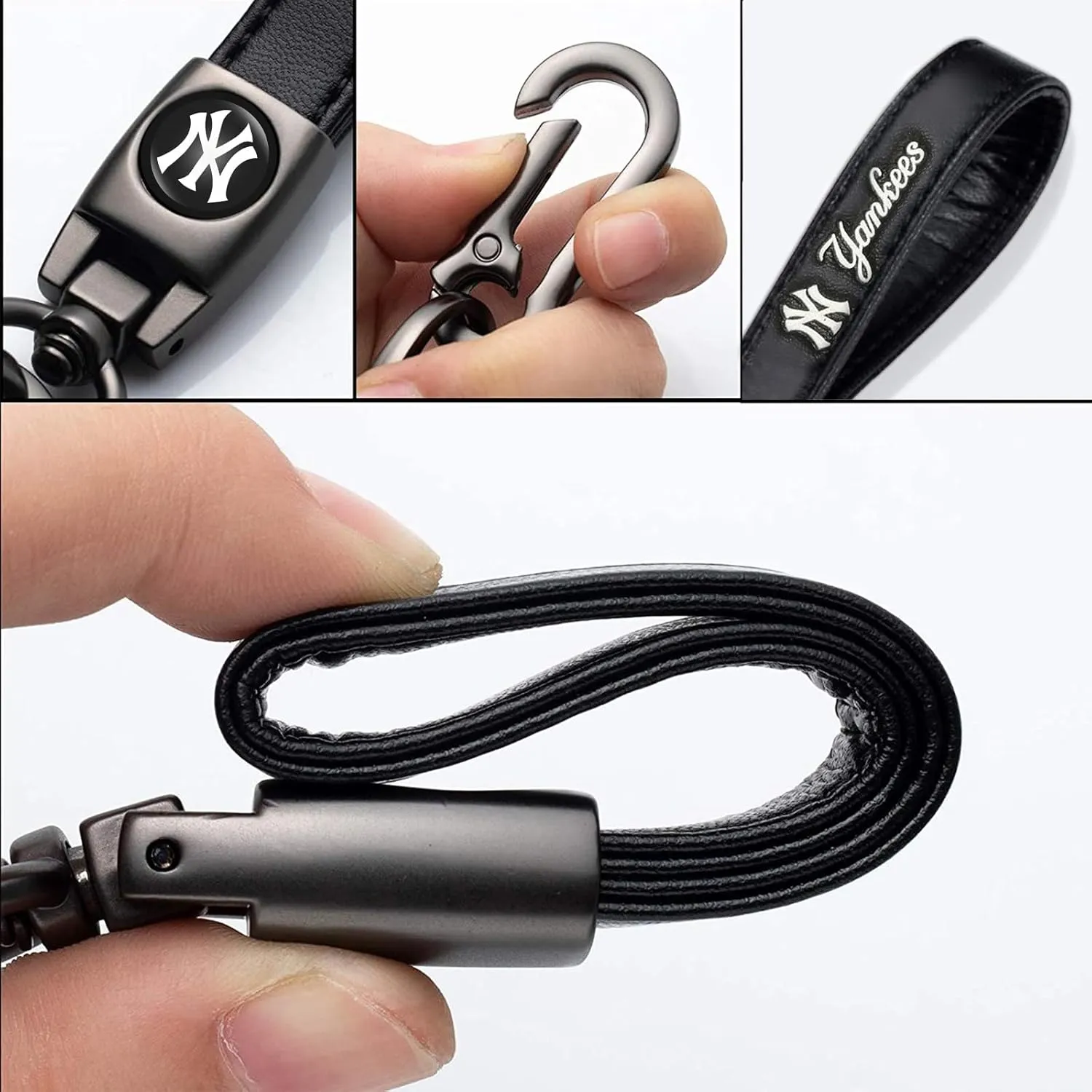 for New York Yankees Baseball Fans Car Keychain with Tire Valve Caps, Car Keyring and Valve Stem Caps Compatible with Key Fob Holder, Delicate Gifts for Men Women, NY Yankees