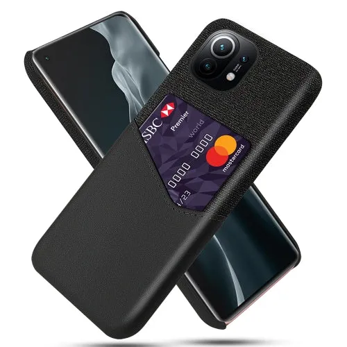 For Xiaomi Mi 11 Cloth Texture PC   PU Leather Back Cover Shockproof Case with Card