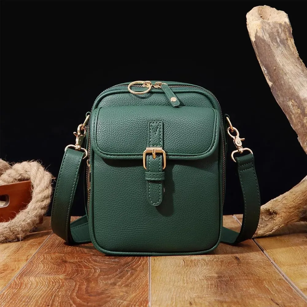 Forcipower Crossbody Leather Bag, Urvashi Crossbody Bag for Women Travel, with Built in Wallet, Vintage Anti-Theft