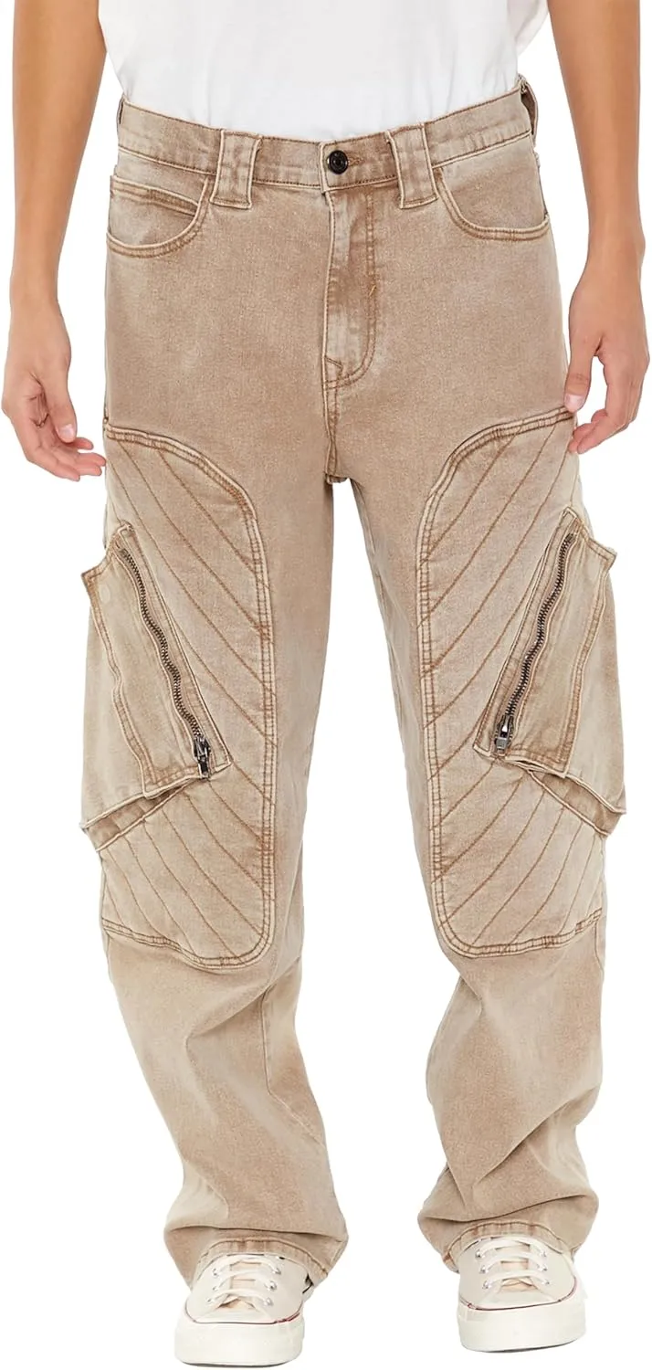 Forever 21 Men's Mid-Rise Straight Cargo Jeans