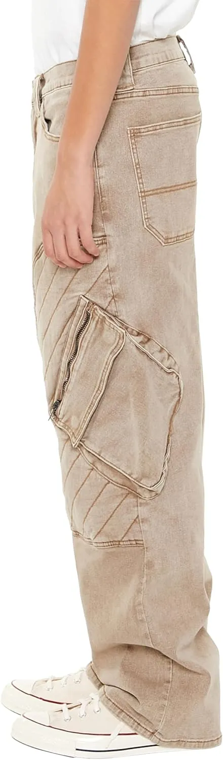 Forever 21 Men's Mid-Rise Straight Cargo Jeans