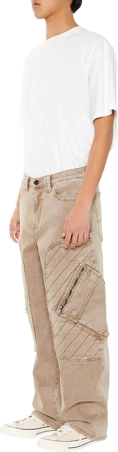 Forever 21 Men's Mid-Rise Straight Cargo Jeans