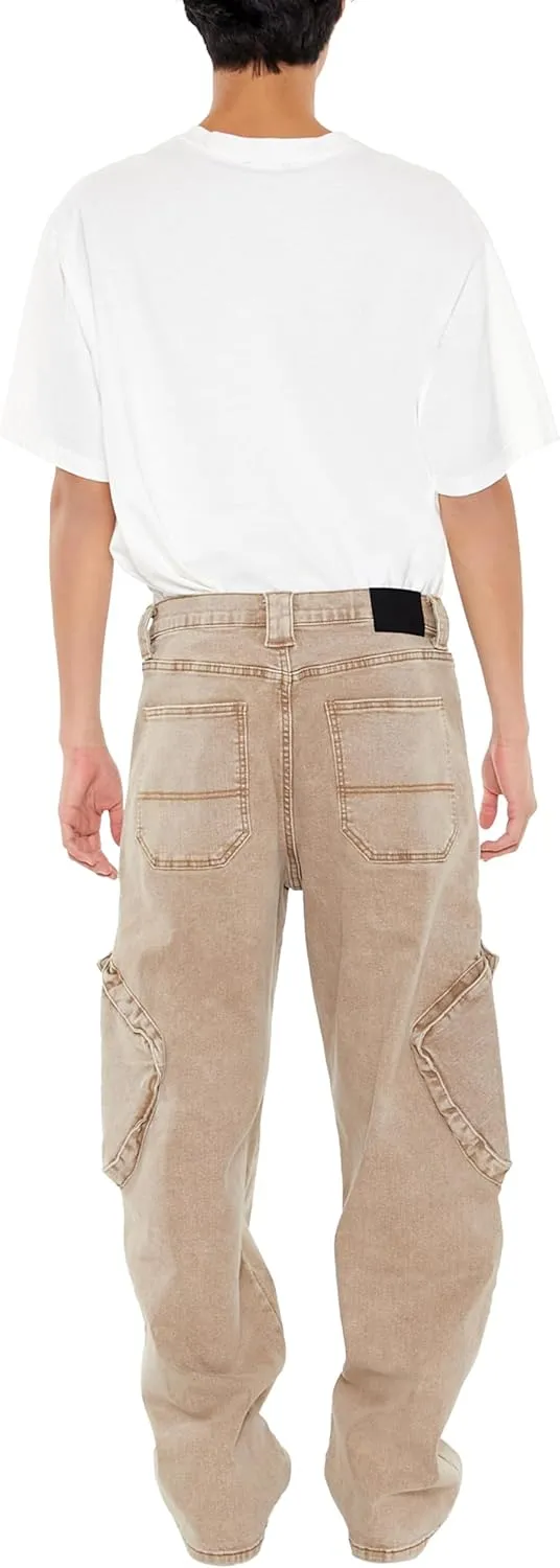 Forever 21 Men's Mid-Rise Straight Cargo Jeans