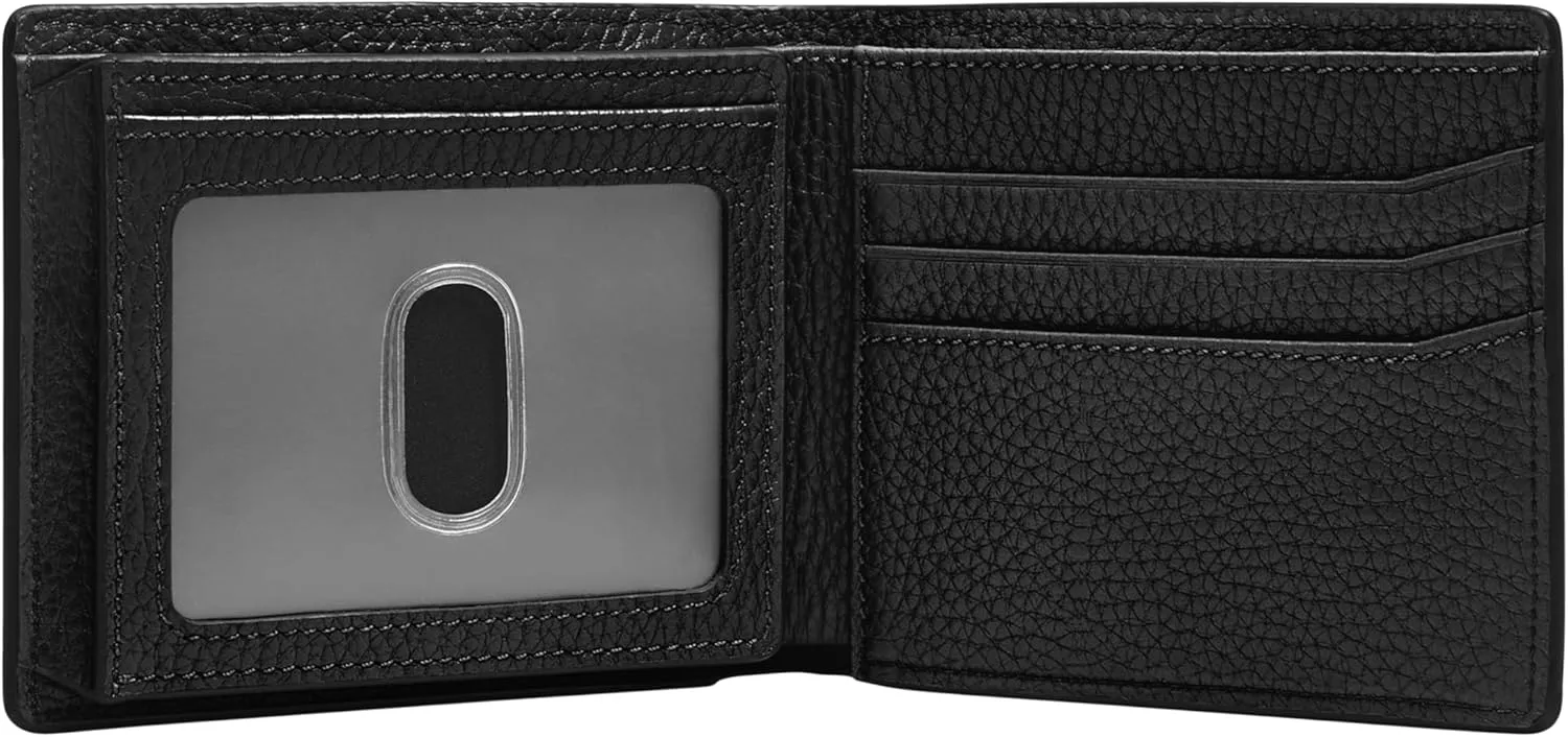 Fossil Men's Leather Bifold Wallet with Flip ID Window for Men