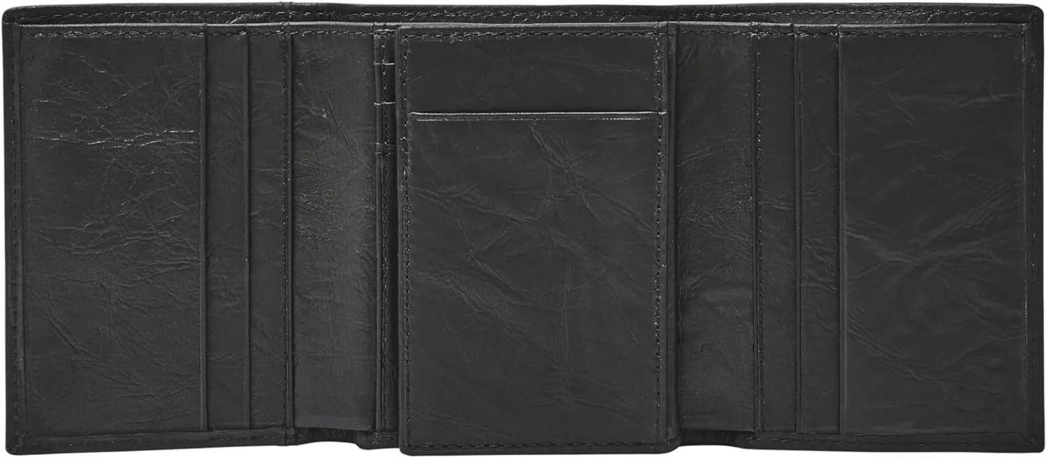 Fossil Men's Neel Leather Trifold with ID Window Wallet, Black, (Model: ML3869001)