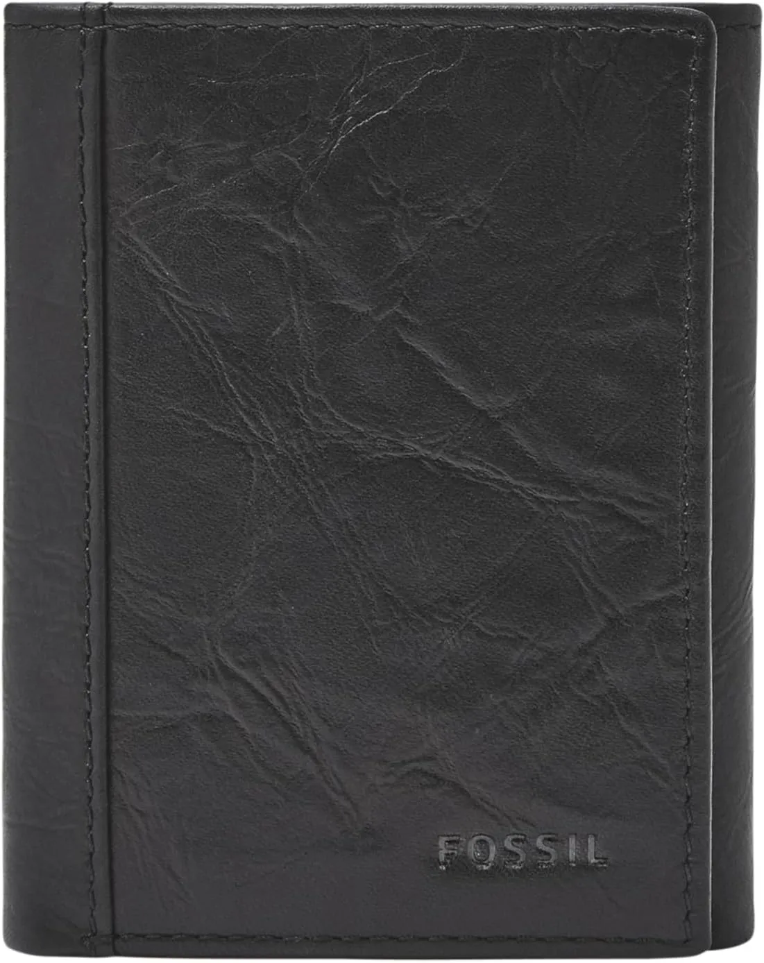 Fossil Men's Neel Leather Trifold with ID Window Wallet, Black, (Model: ML3869001)