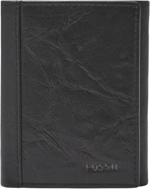 Fossil Men's Neel Leather Trifold with ID Window Wallet, Black, (Model: ML3869001)