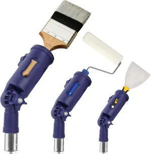 Foxtrot Multi-Angle Paint Brush Extender - Extension Pole Attachment Holder for Paint Brush, Roller, Scraper - Rotating Head, Secure Handle Grip - Easily Reach Ceilings, Walls, Corner Edges - Blue